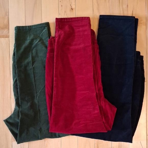 Cranberry Red/Olive Green/Black 3x Corduroy Pants sz 16 - Picture 4 of 4